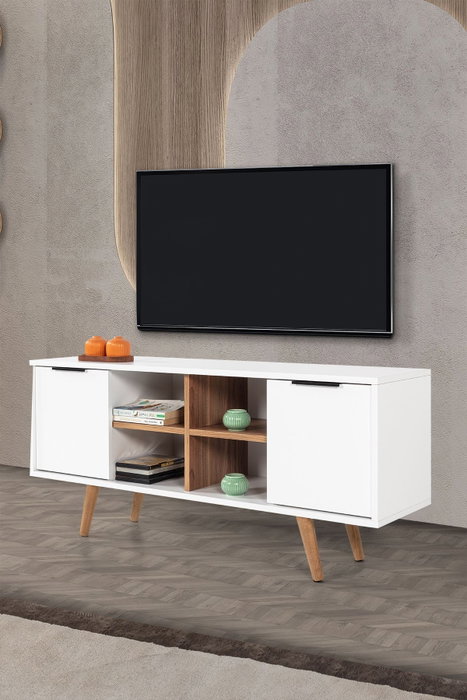 Hanah Home Sina 3318 Soporte para TV Blanco y Nogal